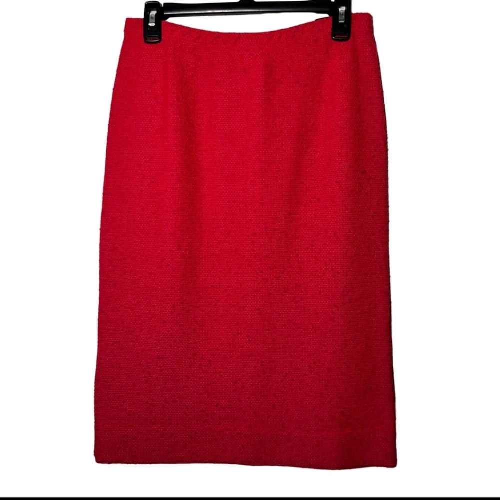 St. John Red Knit Knee Length Skirt size 8